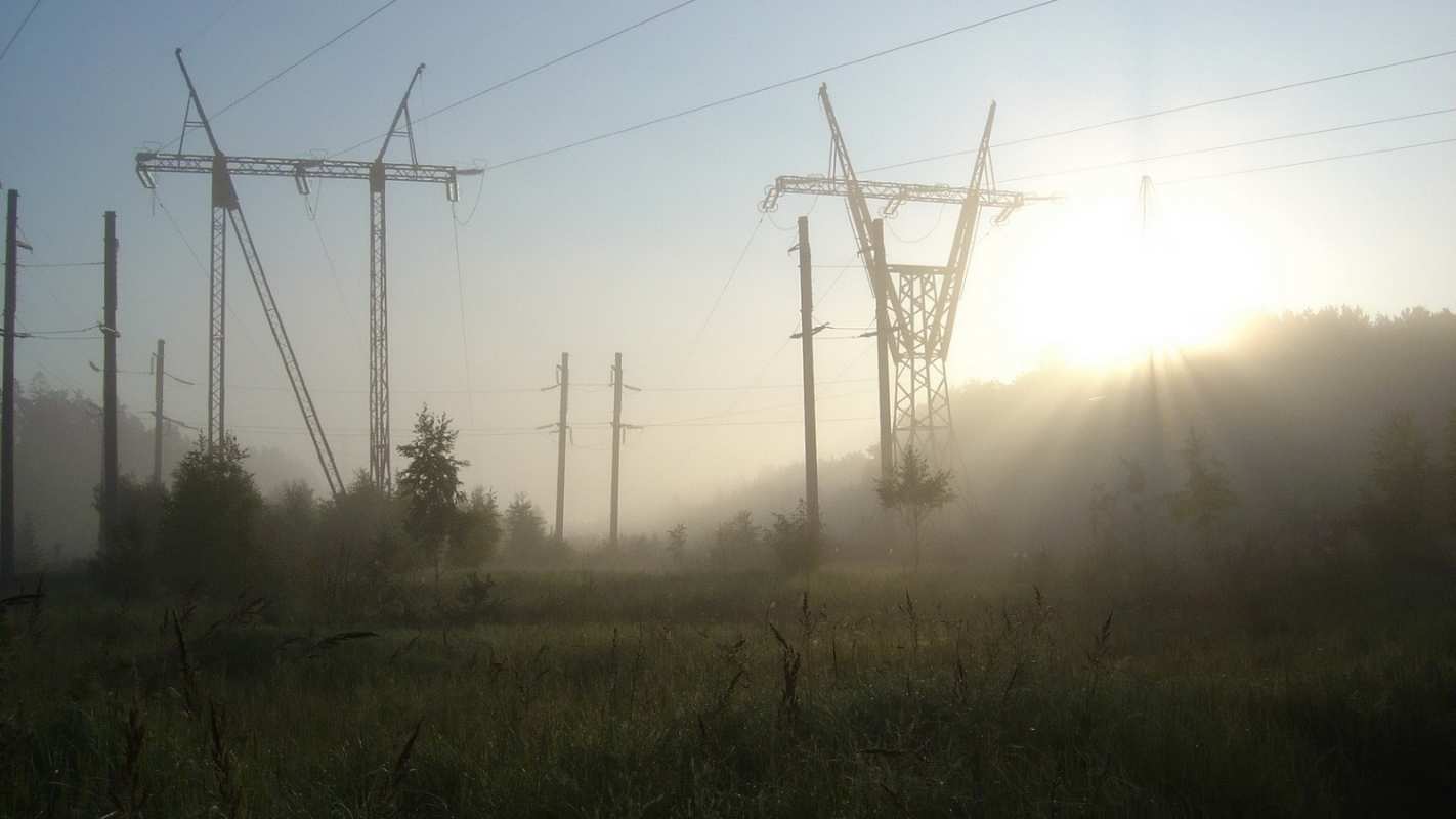 Открытка ЛЭП на закате  ЛЭП  Қуанышты энергия күні 